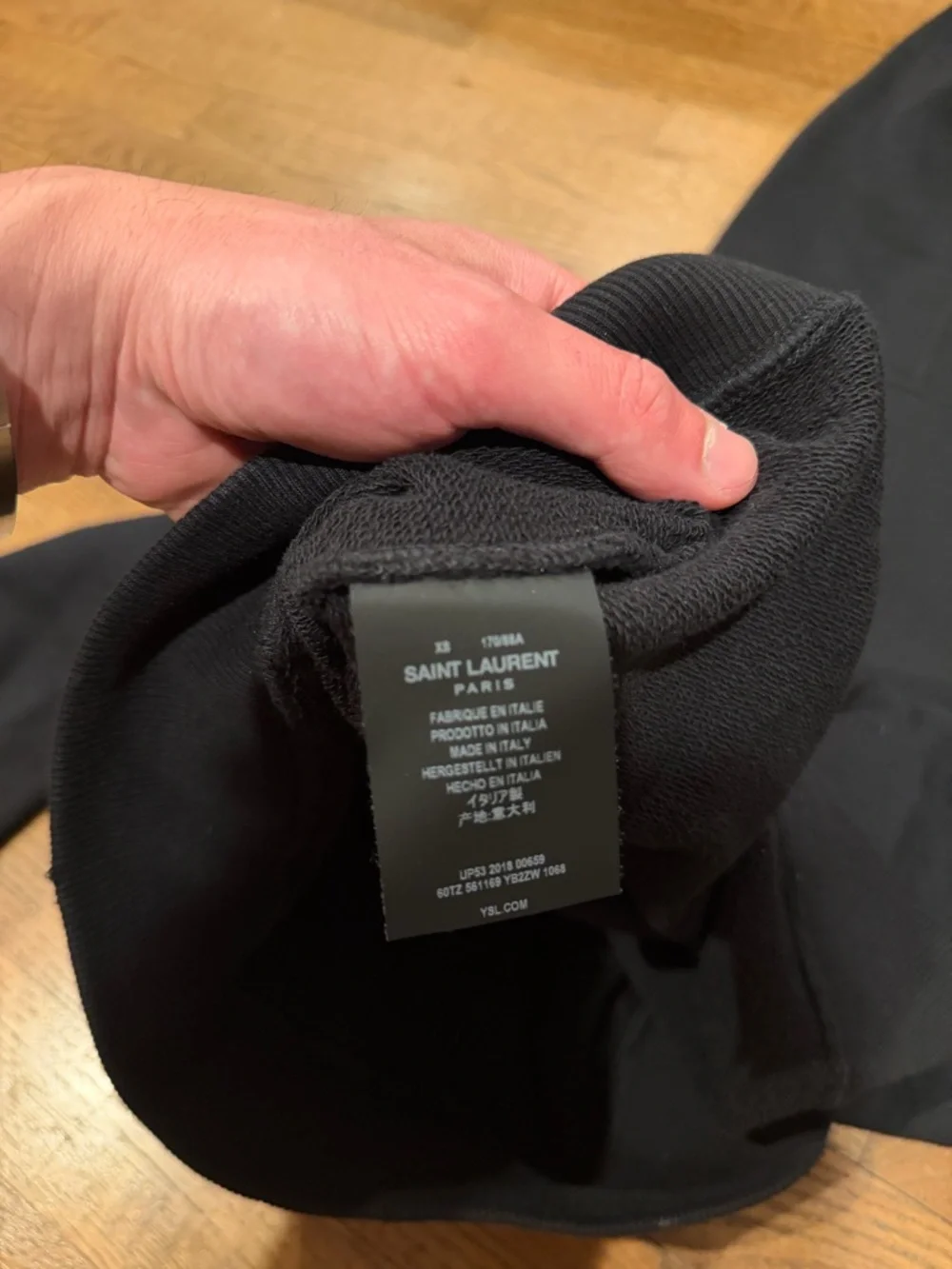 Saint Laurent Black Hooded Sweatshirt with Drawstring - Picture 6 of 6